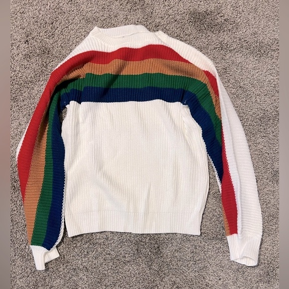 Boutique multicolor striped crew neck knit long sleeve sweater NWT - Picture 7 of 8